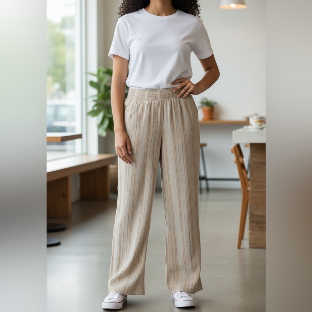 Briggs Women’s Tan Linen-Blend Ankle Chino Pants Size Large NWT